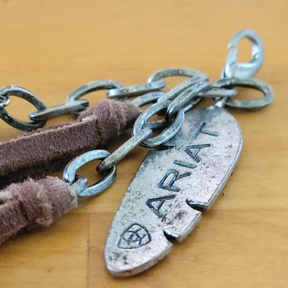 Vintage ARIAT Turquoise Stone Suede Tassel Bag Charm Keychain 8 Inch 18g